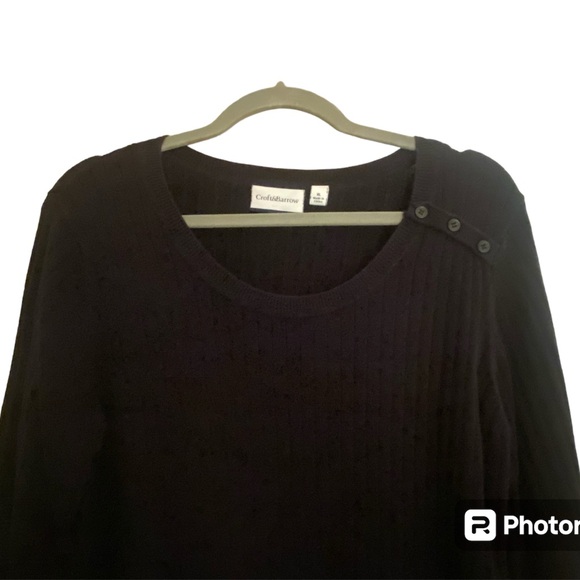 Croft&Barrow women’s XL black ribbed sweater 3/4 length sleeves. Gently used 🖤 - Picture 4 of 9
